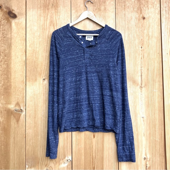 Pact Organic Cotton Blue Henley Sz Small - Picture 1 of 4